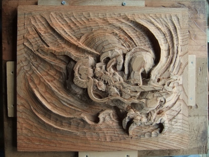 木彫 龍 板彫り材質 欅 | 木彫り彫刻制作 越前彫刻工房