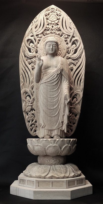 木彫仏像「阿弥陀如来立像」 | 木彫り彫刻制作 越前彫刻工房